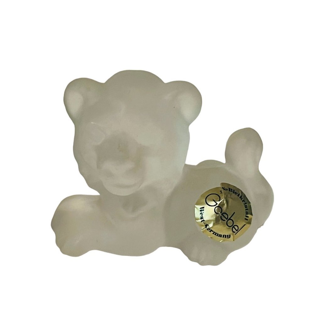 Goebel Hummel Art Glass Lion Figurine Miniature Frosted W Germany West king vtg